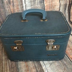 Vintage Blue Monarch Train Case Suitcase